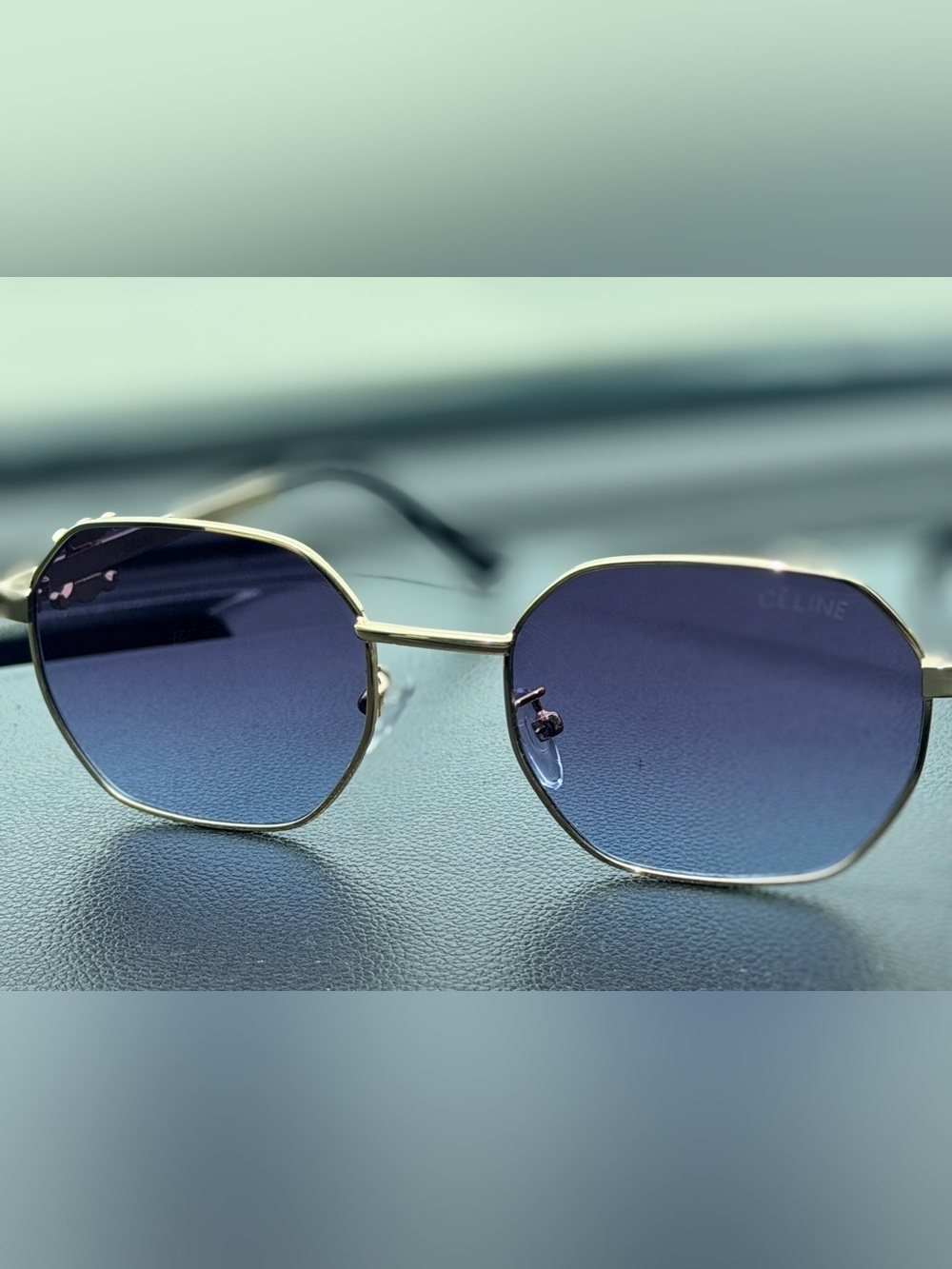 Celine Gold Frame Gray Lens Women's Sunglasses - Picture 3 of 5